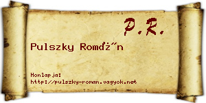 Pulszky Román névjegykártya